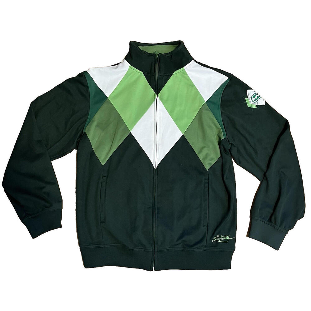 Vintage Billabong Surfer Harlequin Argyle Track Jacket Green Size 2XL Full zip